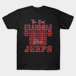 The Best Grandmas Drive Jeeps Red Plaid Jeep Matching Pajama Family Buffalo Jeeps Lover T-Shirt